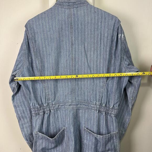 VTG Big Mac Coveralls Herringbone Stripe Distressed Sz 42R - Picture 3 of 14